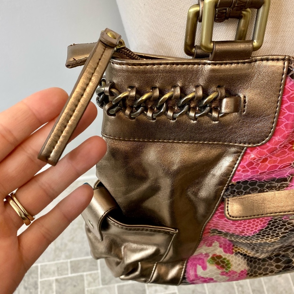 Sharif Gorgeous Large Bronze Metallic Colorful Pattern Bronze Chain Purse - Picture 2 of 15